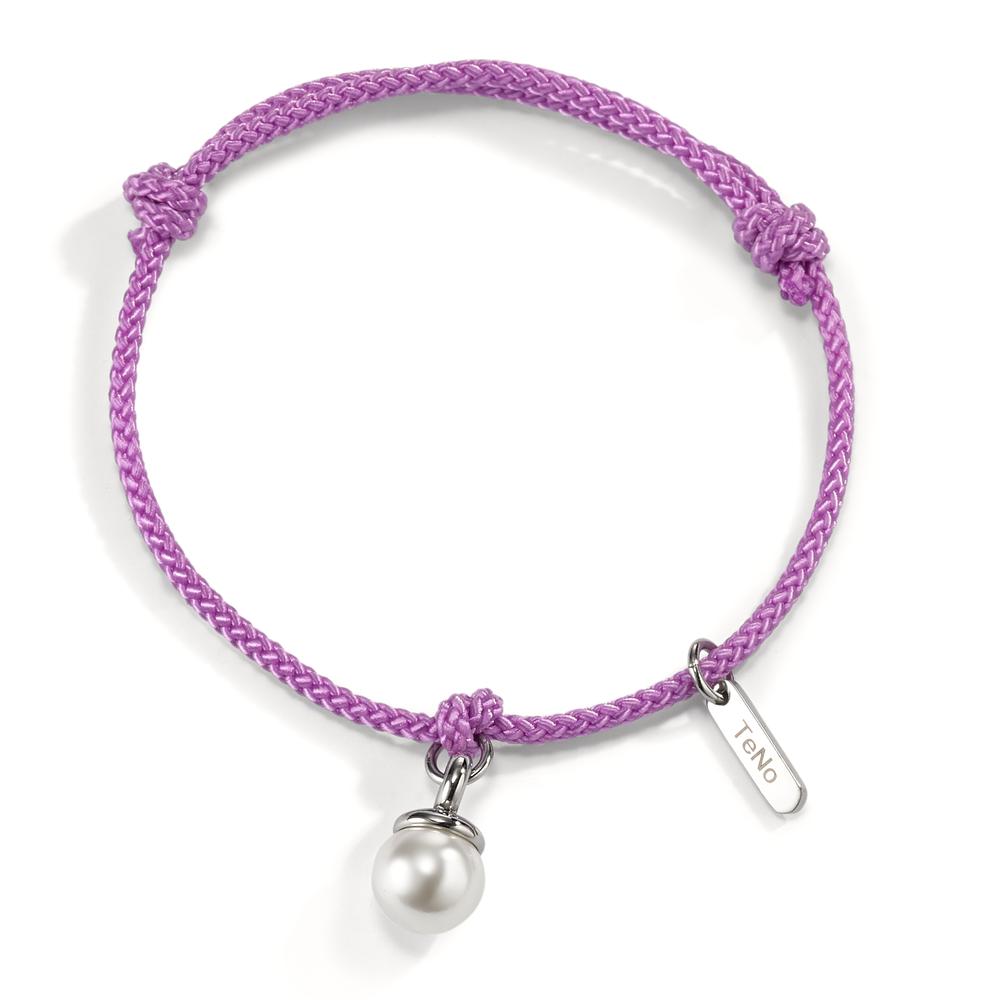 Bracelet Textile, Stainless steel Shell pearl 16-21 cm Ø7 mm