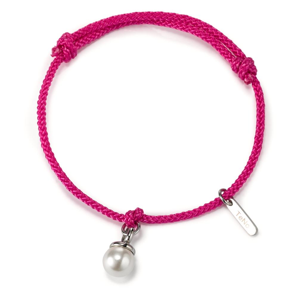 Bracelet Textile, Stainless steel Shell pearl 16-21 cm Ø7 mm