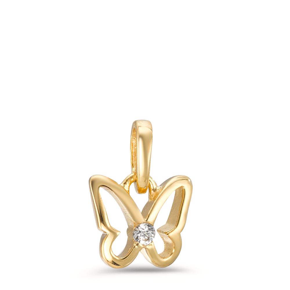 Pendant 9k Yellow Gold Zirconia Butterfly Ø8 mm