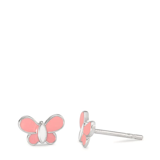 Stud earrings Silver Rhodium plated Butterfly