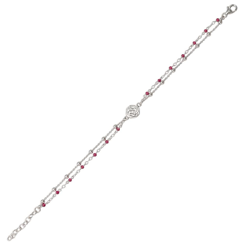 Bracelet Silver Zirconia Bordeaux, 14 Stones Rhodium plated Rose 17-19 cm