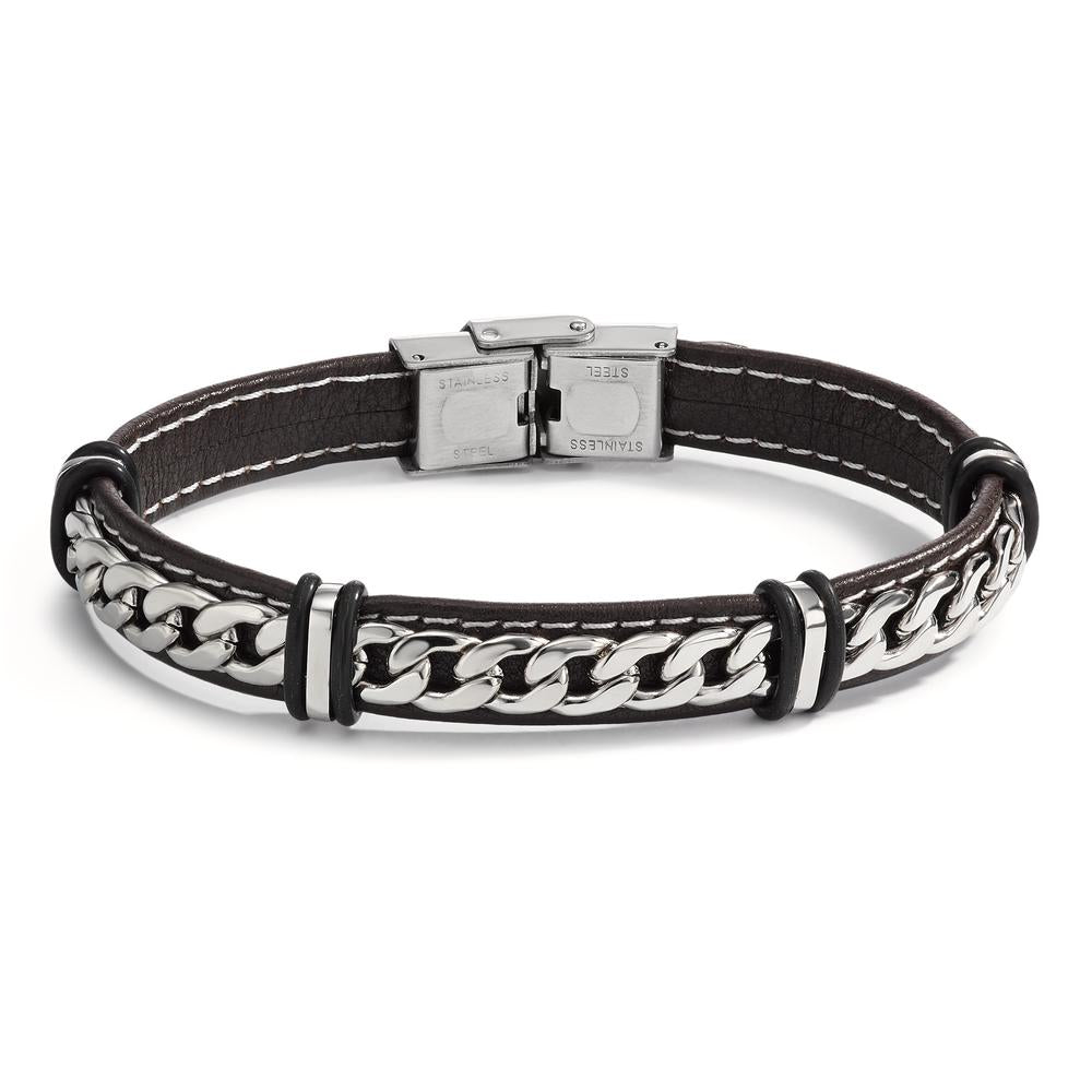 Bracelet Leather, Stainless steel 21 cm