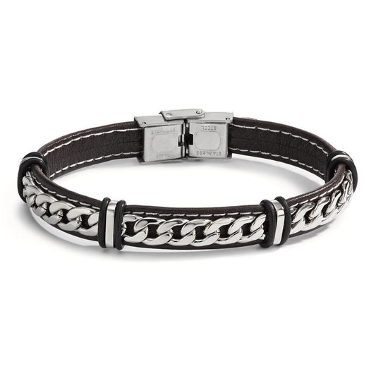 Bracelet Leather, Stainless steel 21 cm