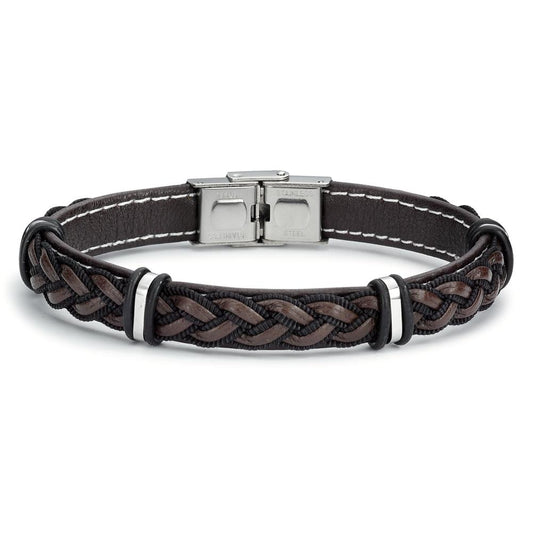 Bracelet Leather, Stainless steel 21 cm