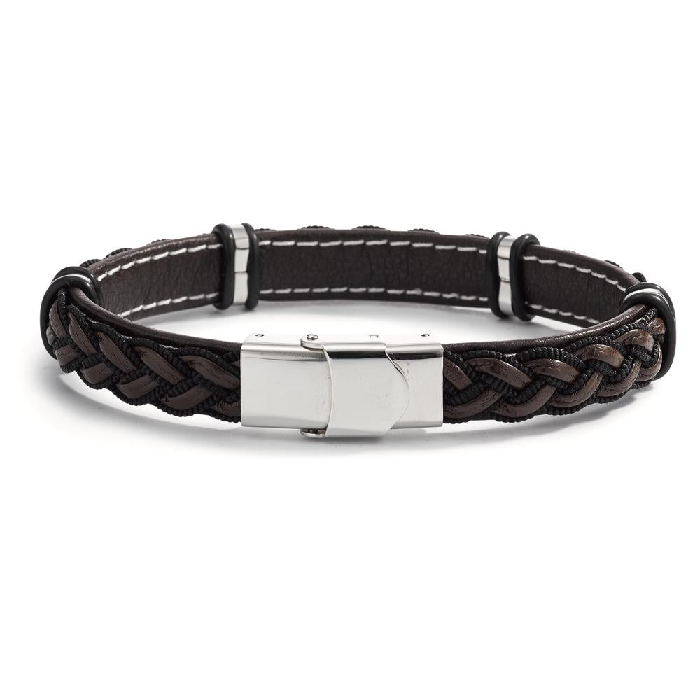 Bracelet Leather, Stainless steel 21 cm