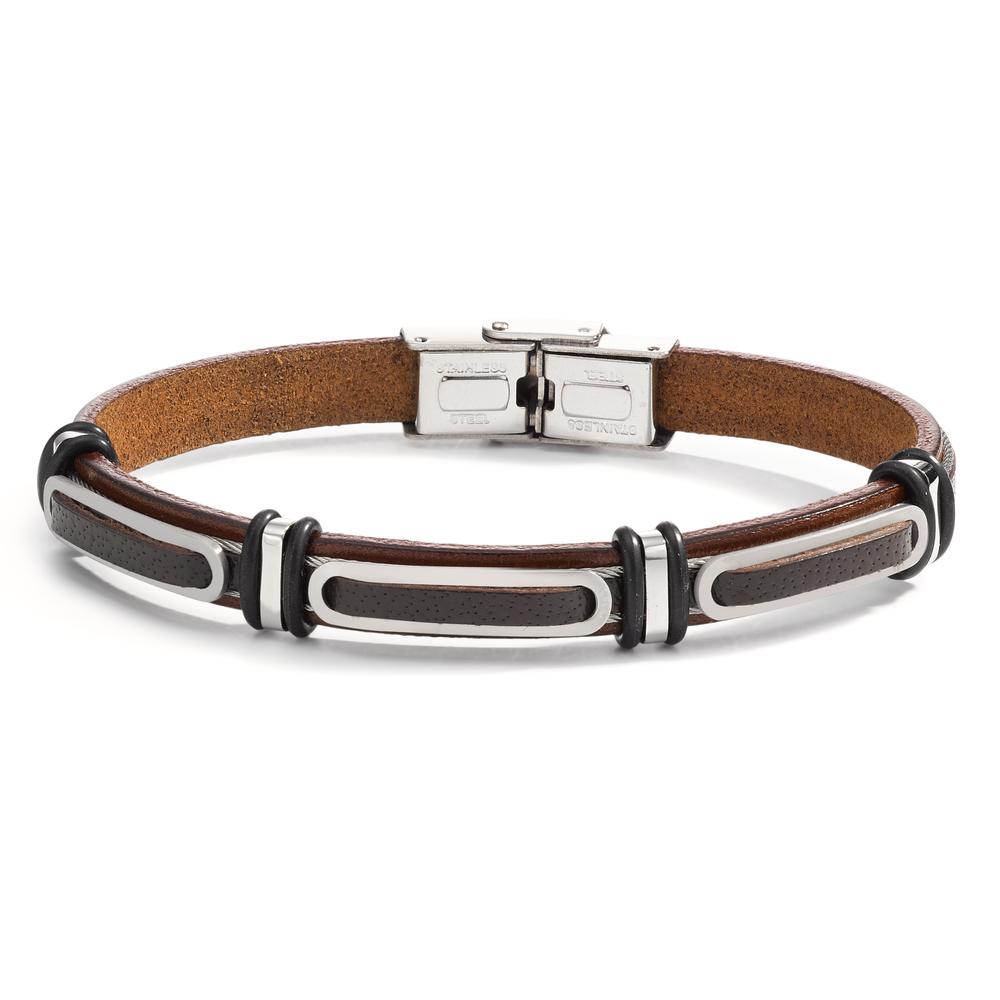 Bracelet Leather, Stainless steel 21 cm