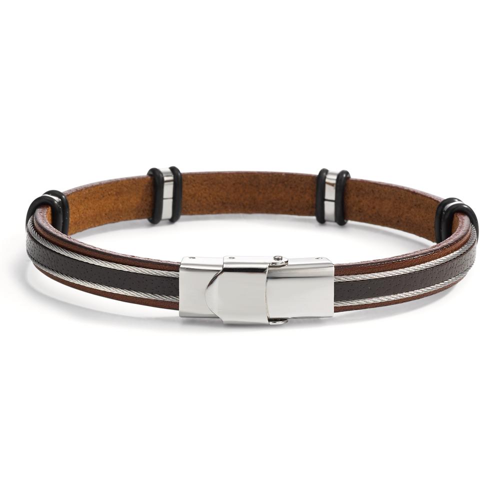 Bracelet Leather, Stainless steel 21 cm