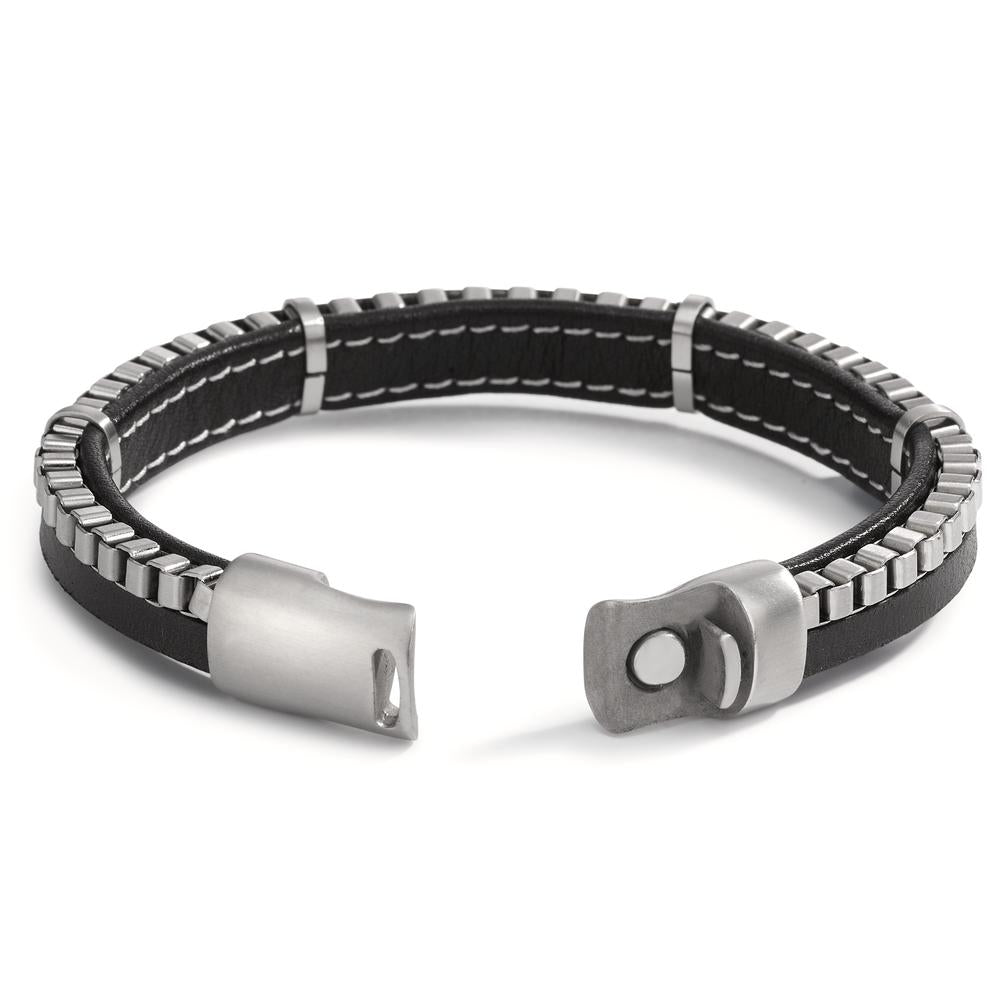 Bracelet Leather, Stainless steel 20.5 cm