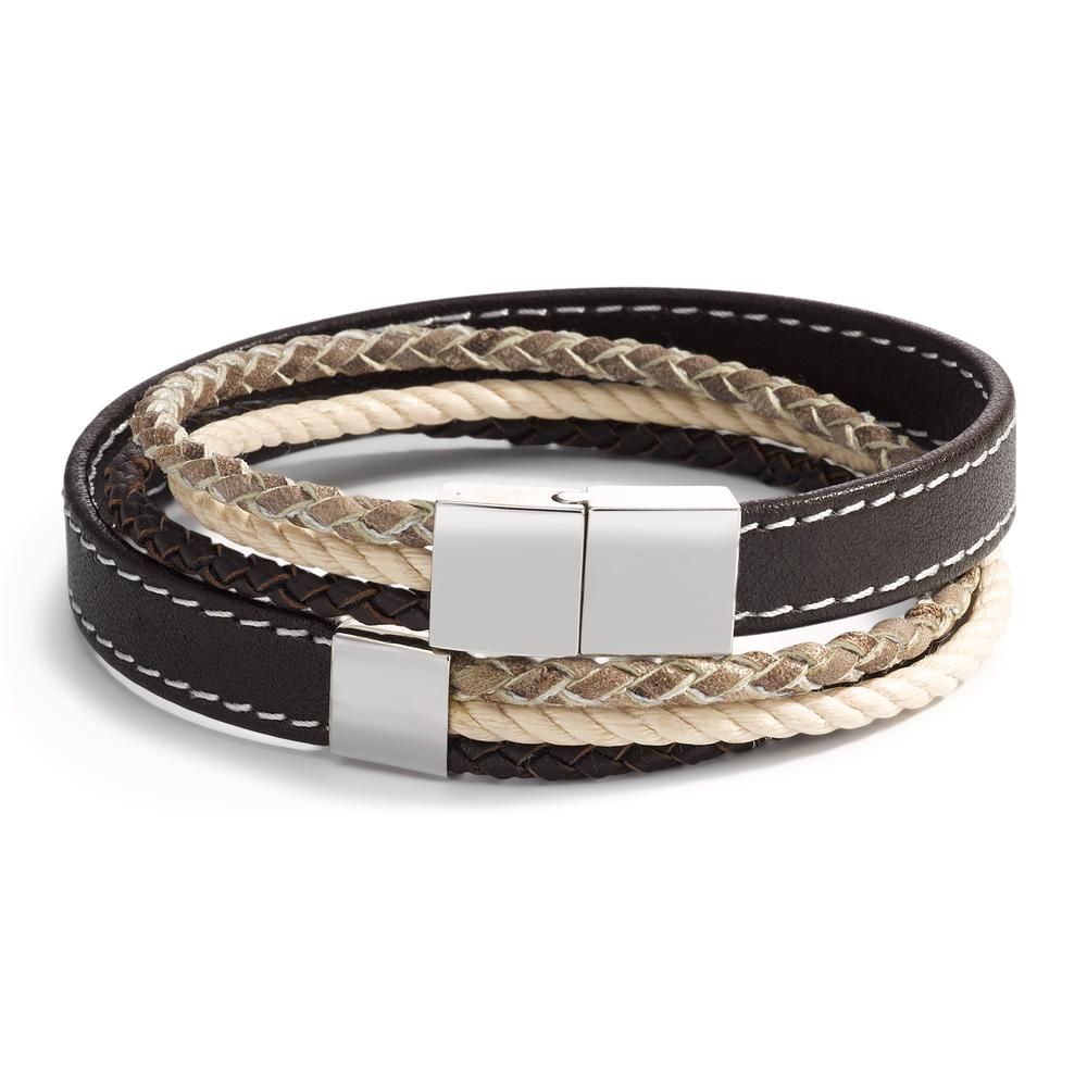 Bracelet Leather, Stainless steel 20 cm