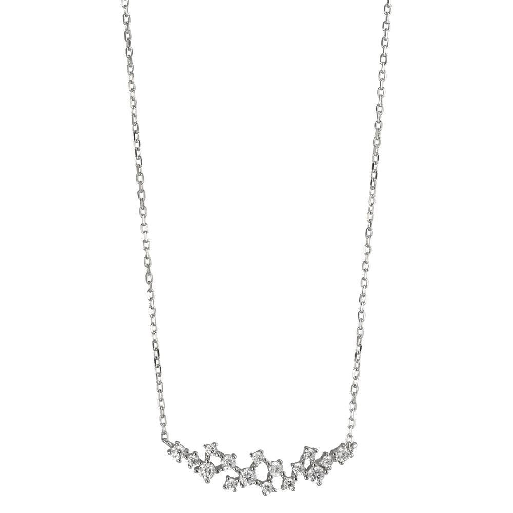 Necklace Silver Zirconia White, 16 Stones Rhodium plated 39-44 cm