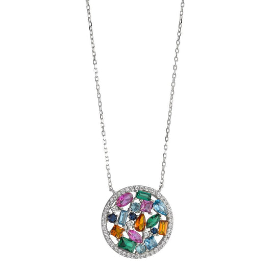 Necklace Silver Zirconia Colorful Rhodium plated 39-44 cm Ø20 mm