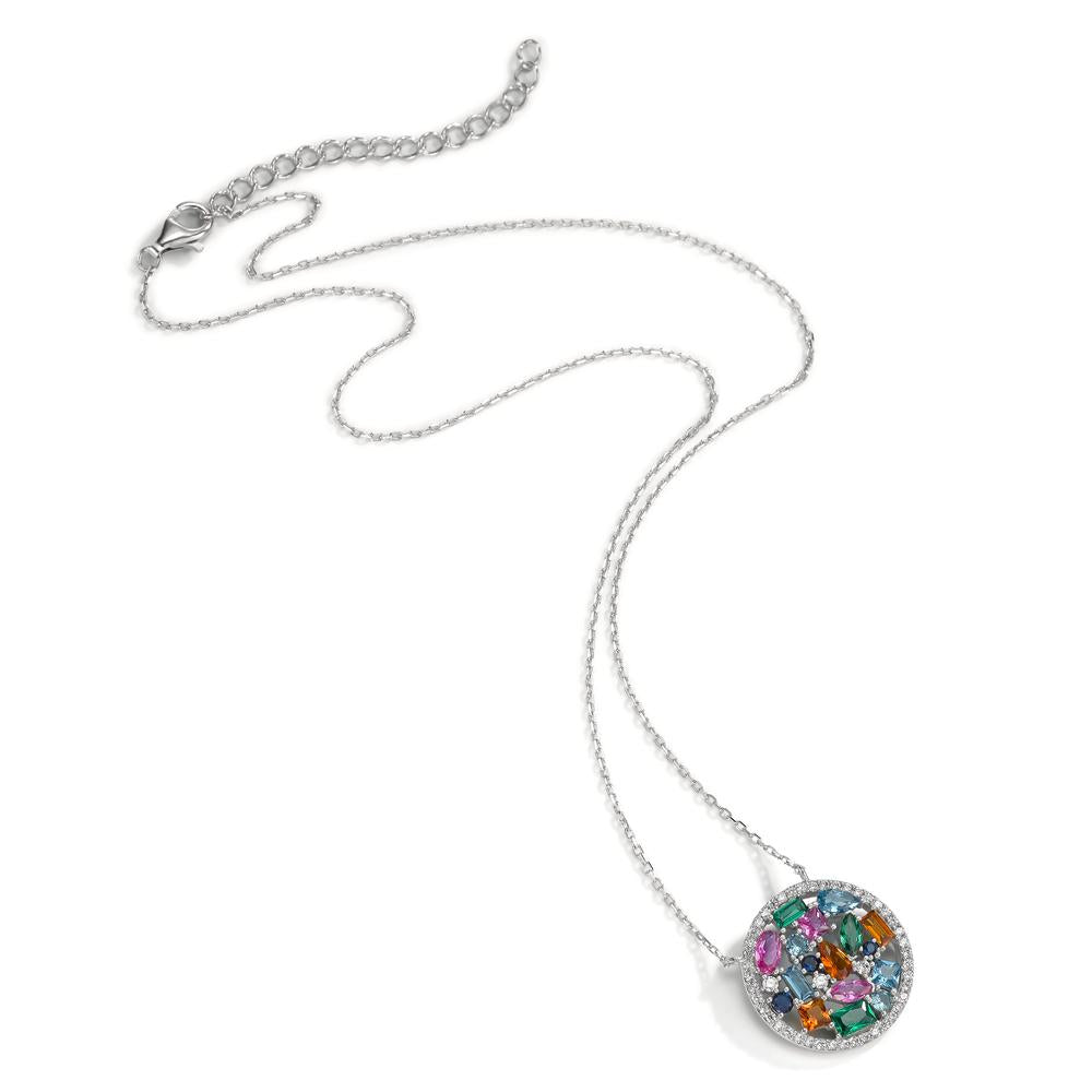 Necklace Silver Zirconia Colorful Rhodium plated 39-44 cm Ø20 mm