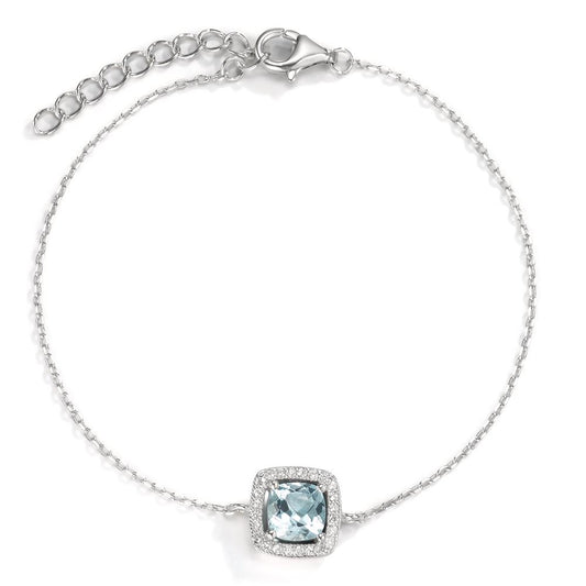 Bracelet Silver Topaz Blue Rhodium plated 16.5-19.5 cm