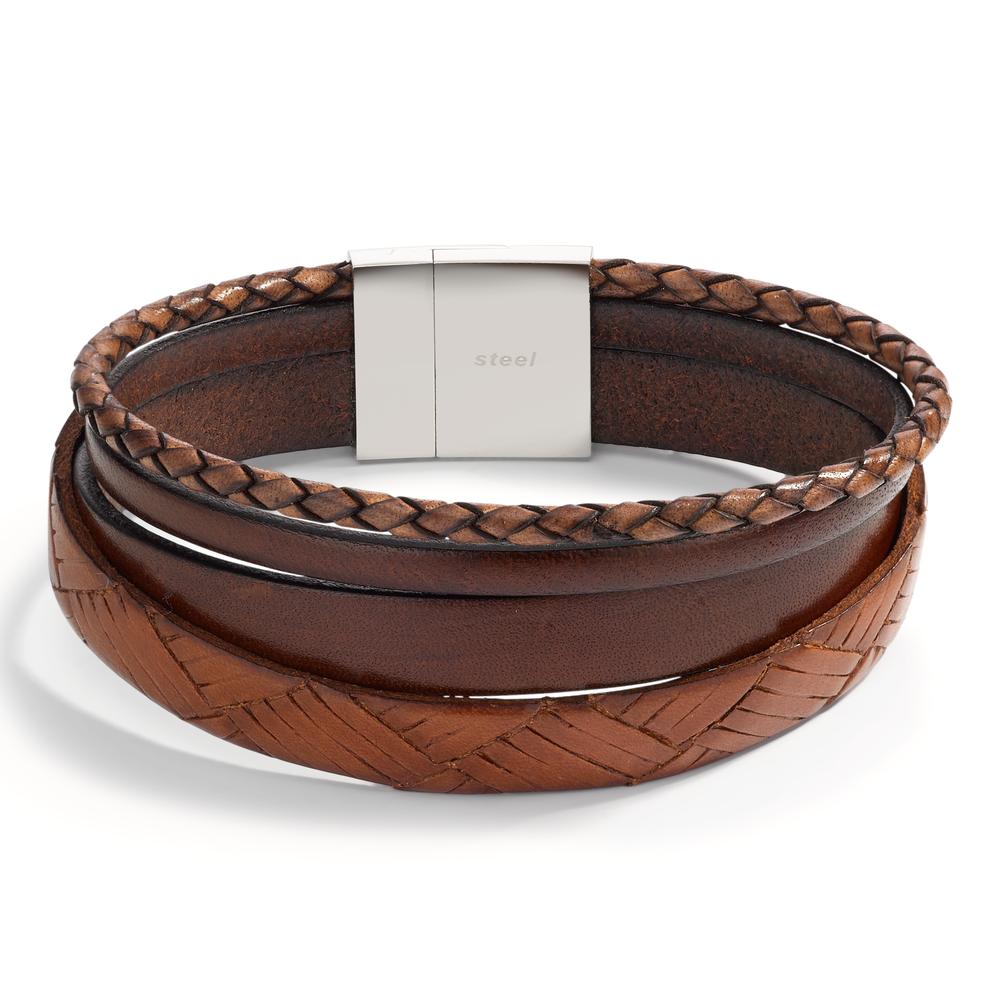 Bracelet Leather, Stainless steel 21 cm