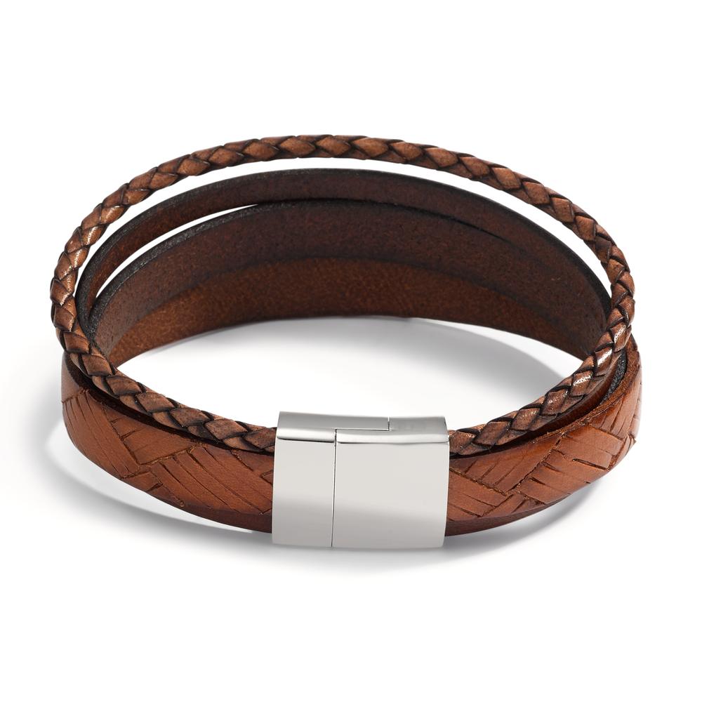 Bracelet Leather, Stainless steel 21 cm