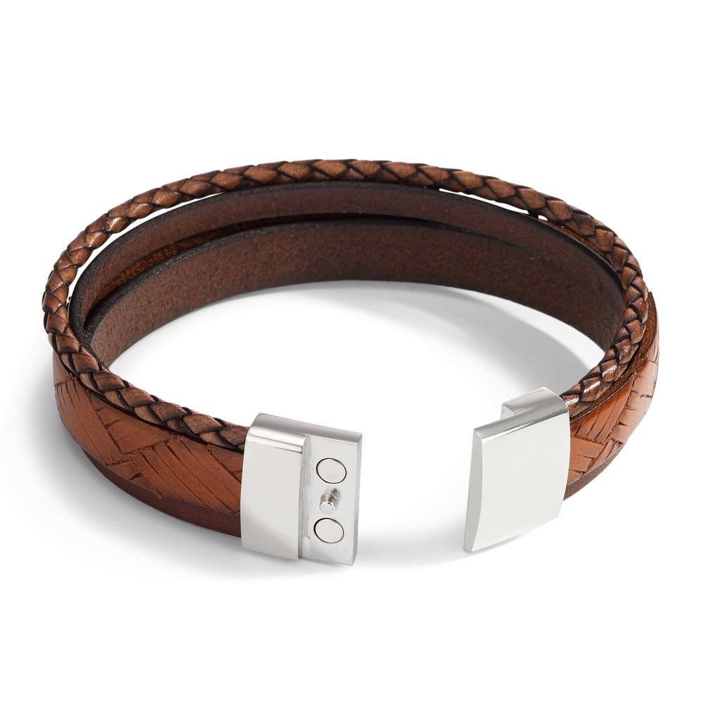 Bracelet Leather, Stainless steel 21 cm