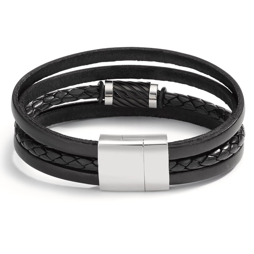 Bracelet Leather, Stainless steel 21 cm