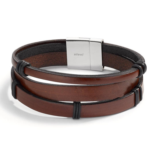 Bracelet Leather, Stainless steel 21 cm