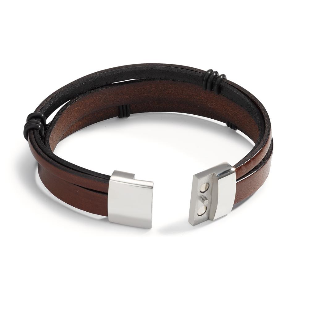 Bracelet Leather, Stainless steel 21 cm