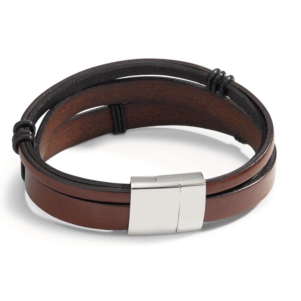 Bracelet Leather, Stainless steel 21 cm