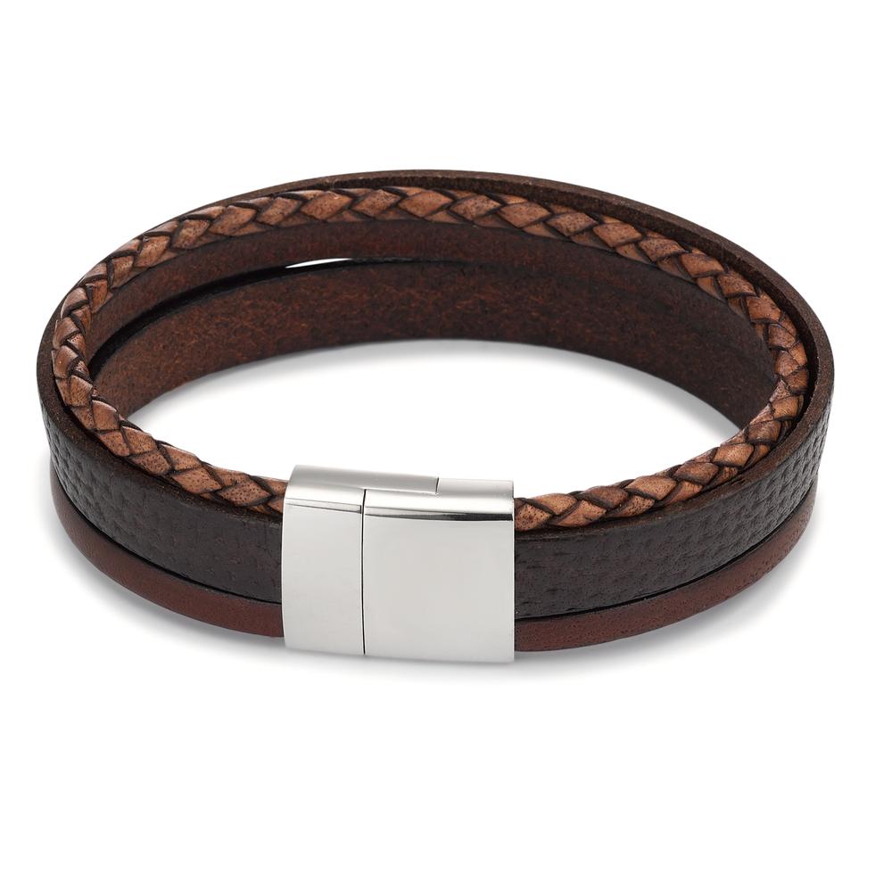 Bracelet Leather, Stainless steel 21 cm