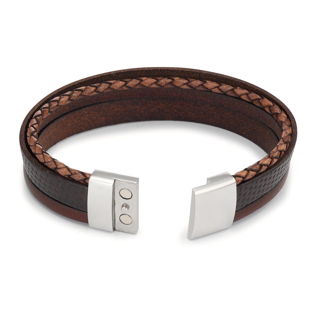 Bracelet Leather, Stainless steel 21 cm