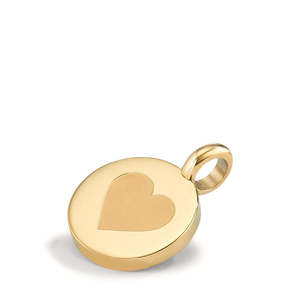 Pendant Stainless steel Yellow IP coated Heart Ø11 mm