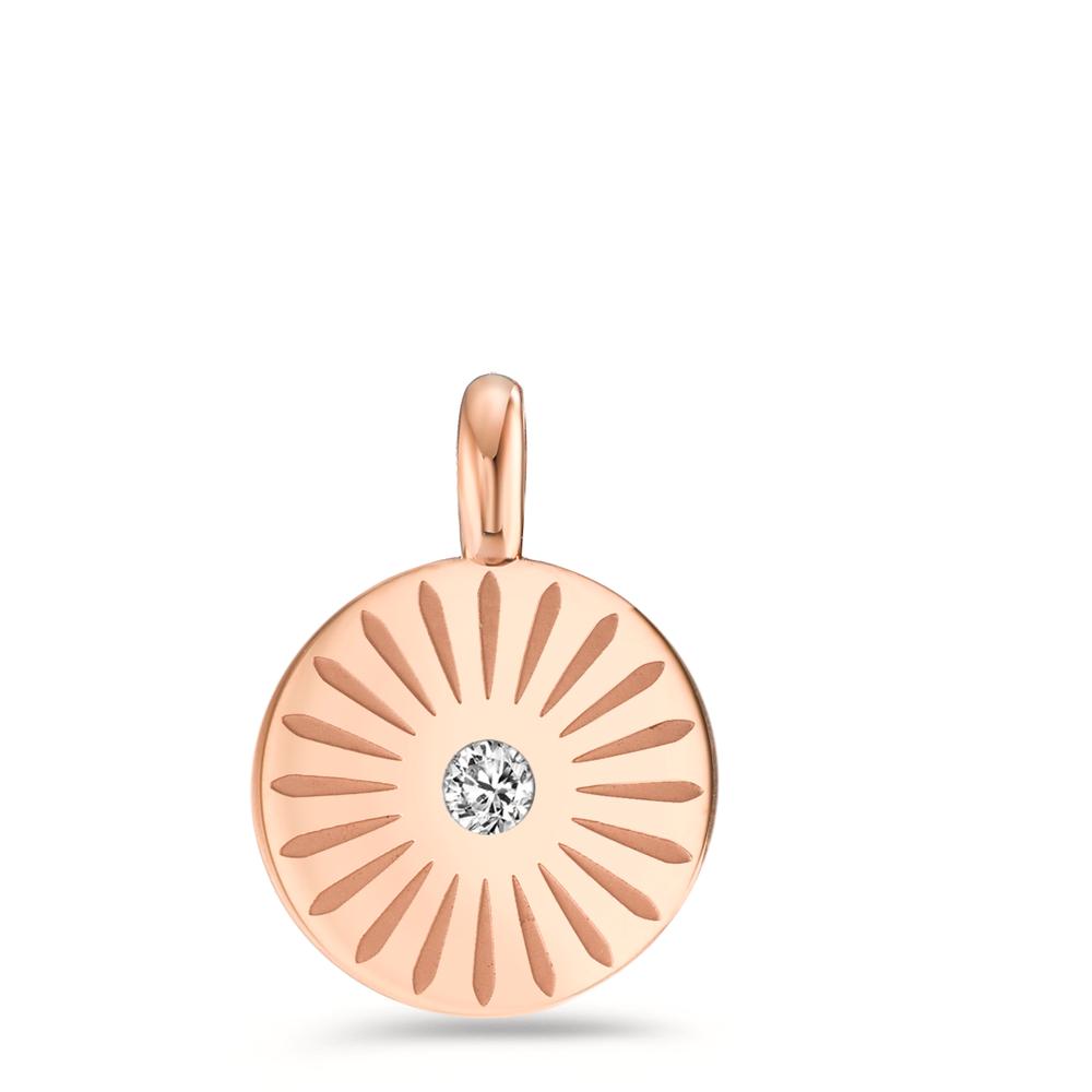 Pendant Stainless steel Zirconia Rose IP coated Ø11 mm