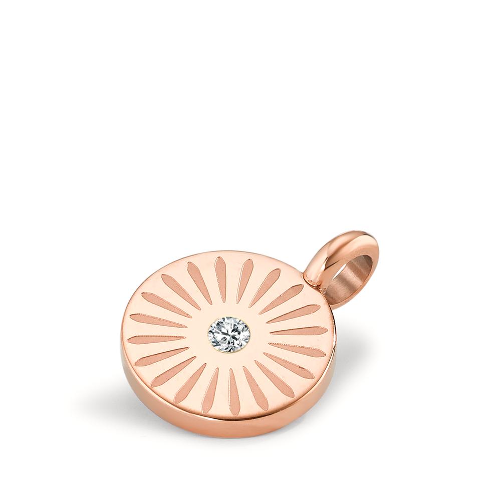 Pendant Stainless steel Zirconia Rose IP coated Ø11 mm