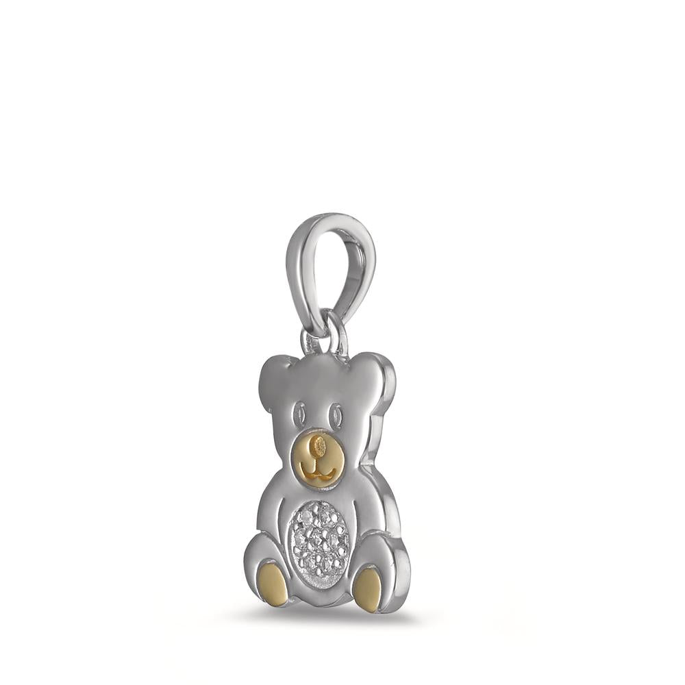 Pendant Silver Zirconia 7 Stones Yellow Bicolor Bear