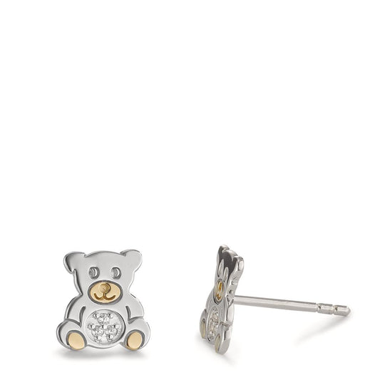 Stud earrings Silver Zirconia 7 Stones Yellow Bicolor Bear Ø8 mm