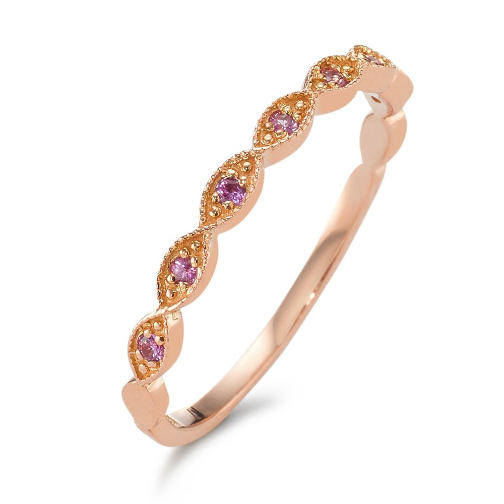 Memory ring 18k Red Gold Sapphire Pink, 7 Stones