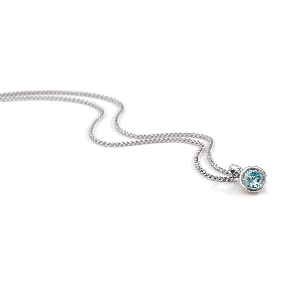 Necklace with pendant Stainless steel Zirconia Blue 42 cm Ø7 mm