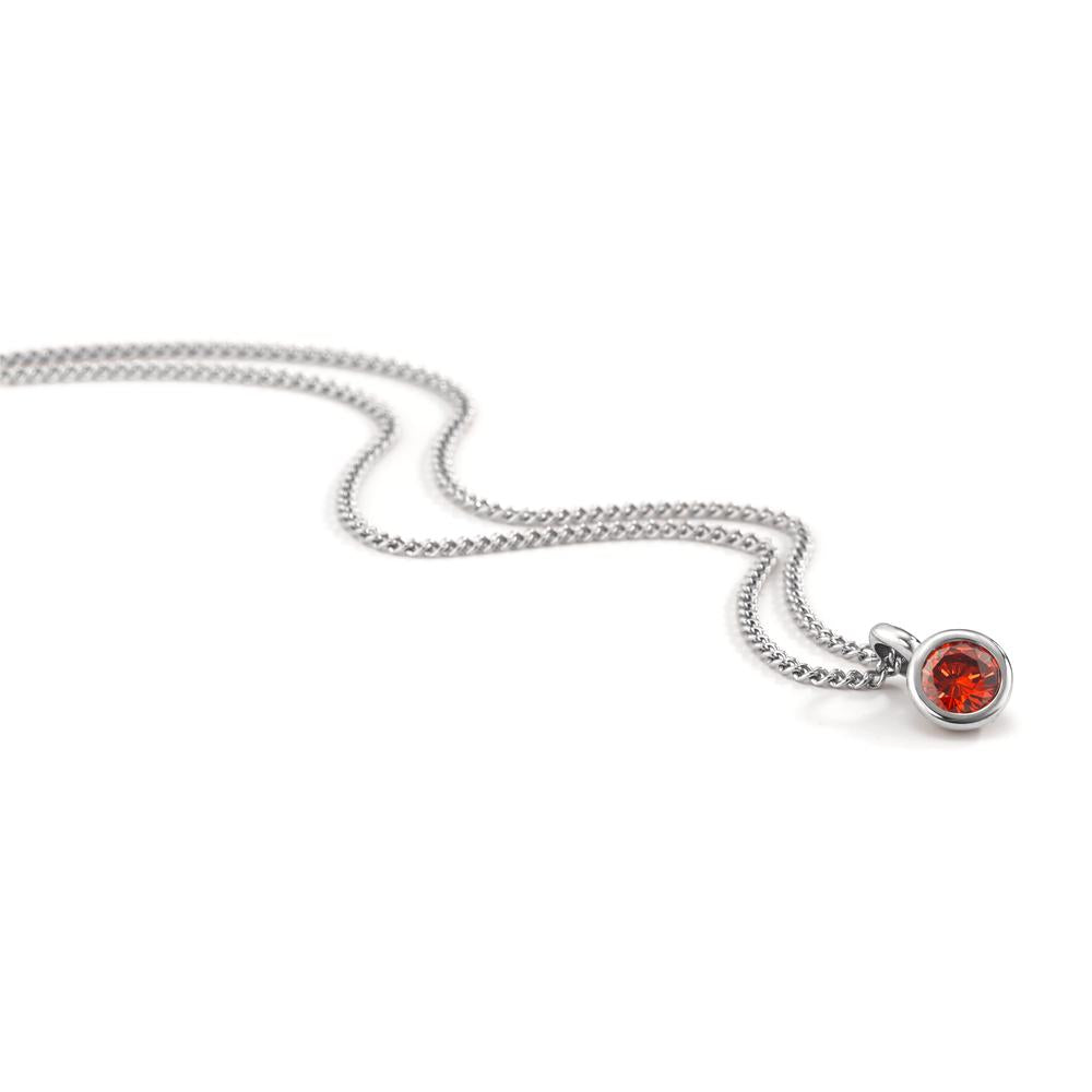 Necklace with pendant Stainless steel Zirconia Orange 42 cm Ø7 mm