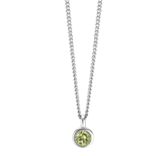 Necklace with pendant Stainless steel Zirconia Green 42 cm Ø7 mm