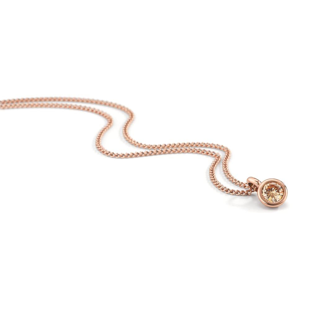 Necklace with pendant Stainless steel Zirconia Rosé IP coated 42 cm Ø7 mm