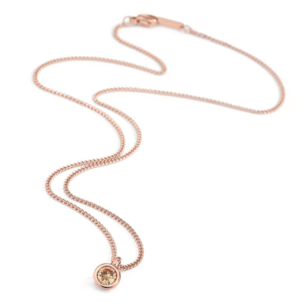 Necklace with pendant Stainless steel Zirconia Rosé IP coated 42 cm Ø7 mm