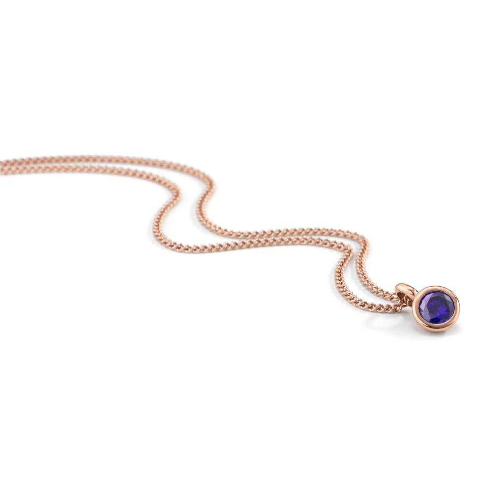 Necklace with pendant Stainless steel Zirconia Violet IP coated 42 cm Ø7 mm