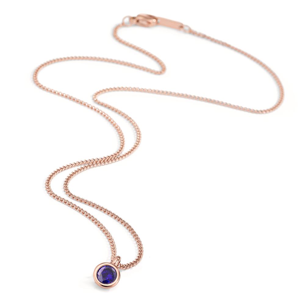 Necklace with pendant Stainless steel Zirconia Violet IP coated 42 cm Ø7 mm