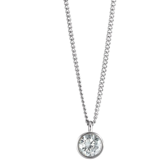 Necklace with pendant Stainless steel Zirconia White 42 cm Ø9.5 mm