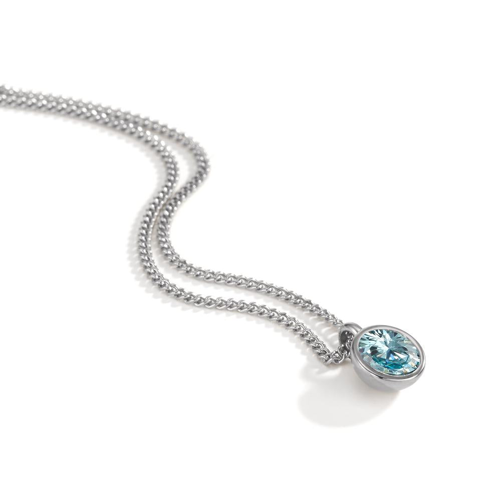 Necklace with pendant Stainless steel Zirconia Blue 42 cm Ø9.5 mm