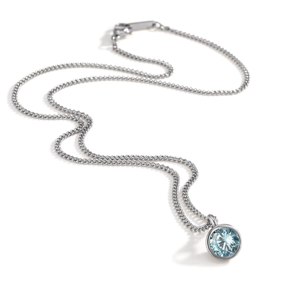 Necklace with pendant Stainless steel Zirconia Blue 42 cm Ø9.5 mm