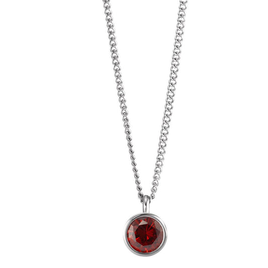 Necklace with pendant Stainless steel Zirconia Red 42 cm Ø9.5 mm