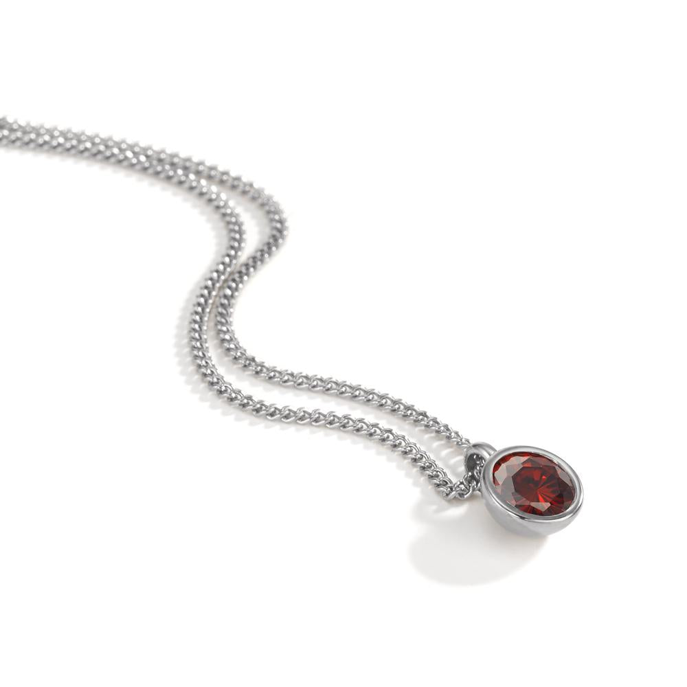 Necklace with pendant Stainless steel Zirconia Red 42 cm Ø9.5 mm