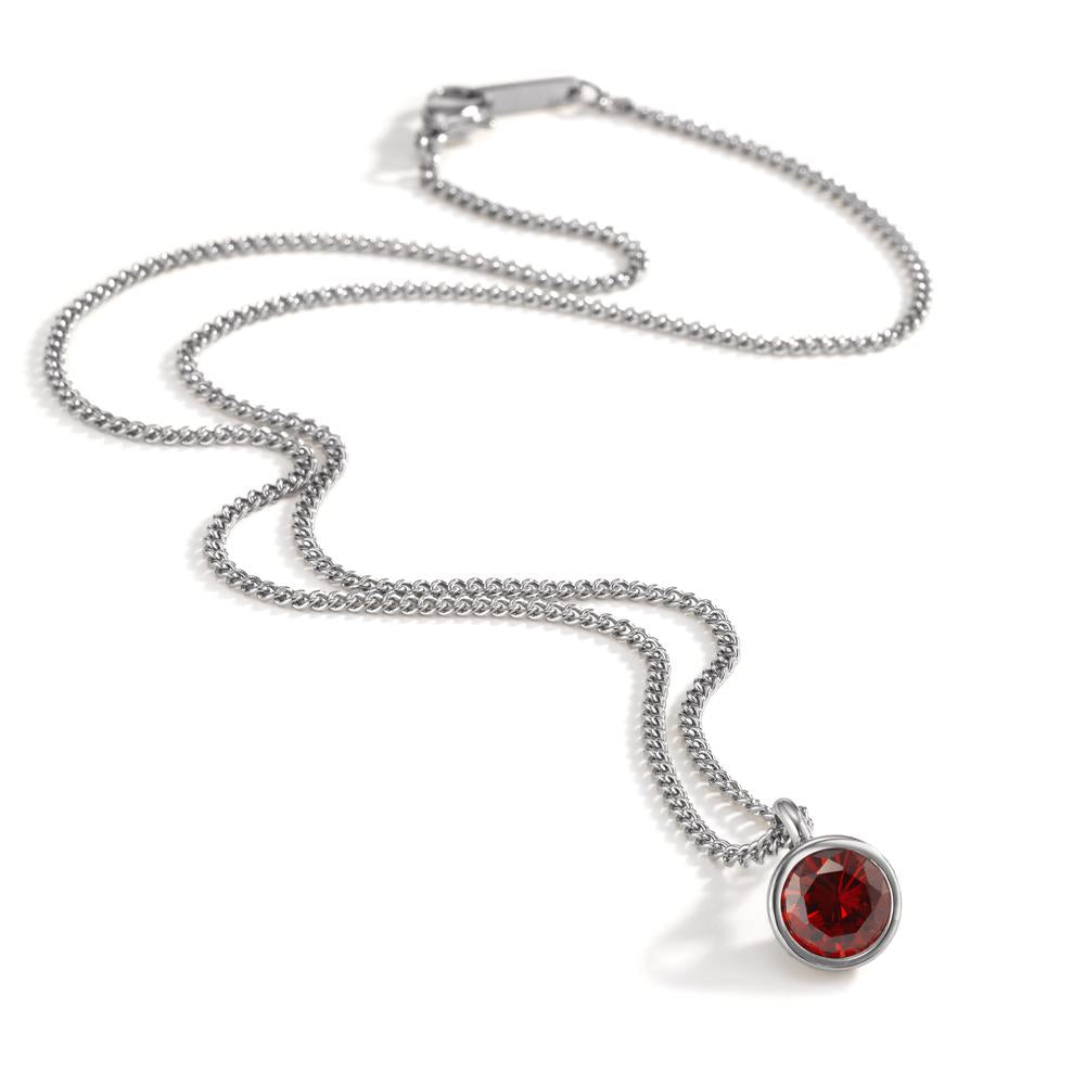 Necklace with pendant Stainless steel Zirconia Red 42 cm Ø9.5 mm