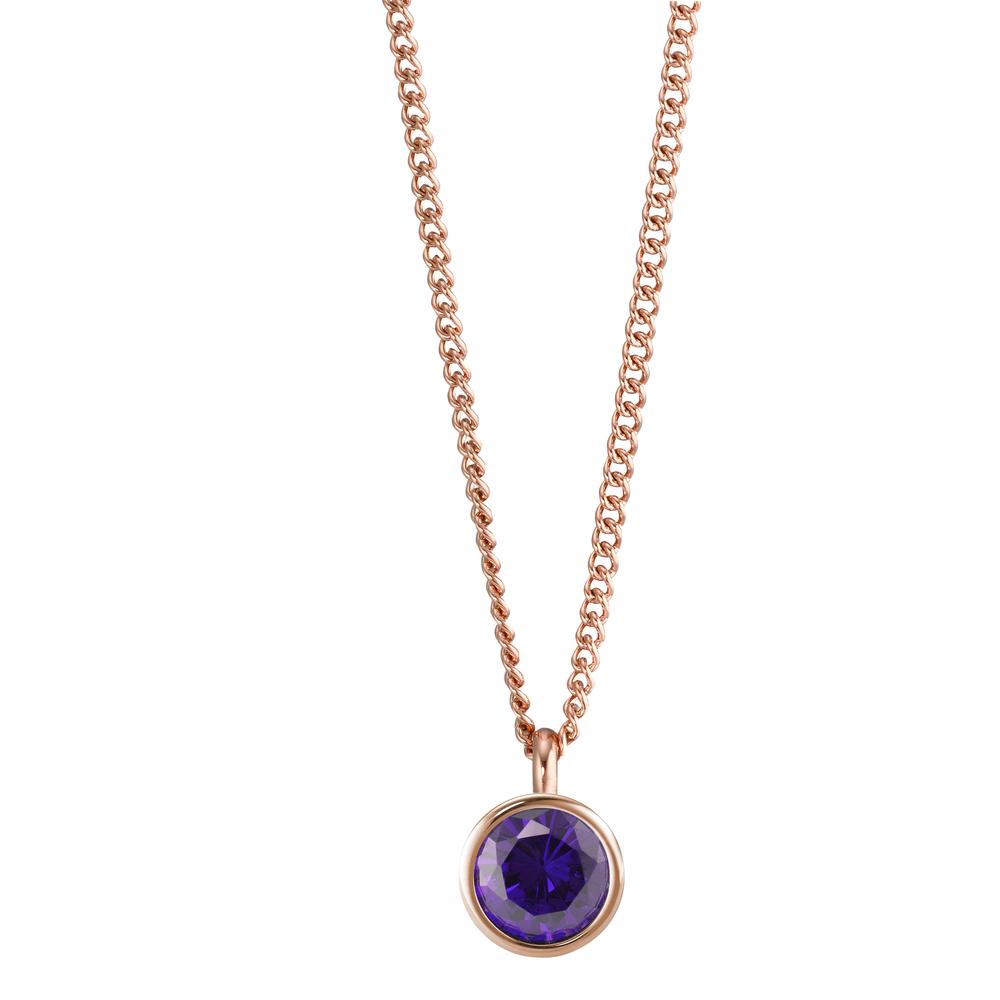 Necklace with pendant Stainless steel Zirconia Violet IP coated 42 cm Ø9.5 mm