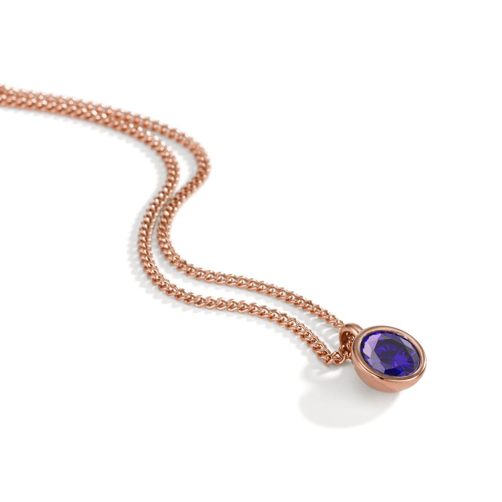 Necklace with pendant Stainless steel Zirconia Violet IP coated 42 cm Ø9.5 mm