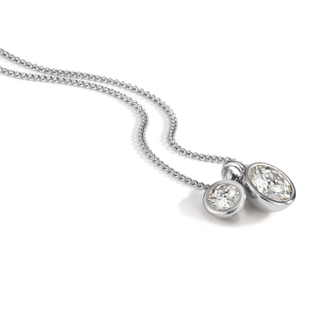 Necklace with pendant Stainless steel Zirconia White 45 cm Ø9.5 mm