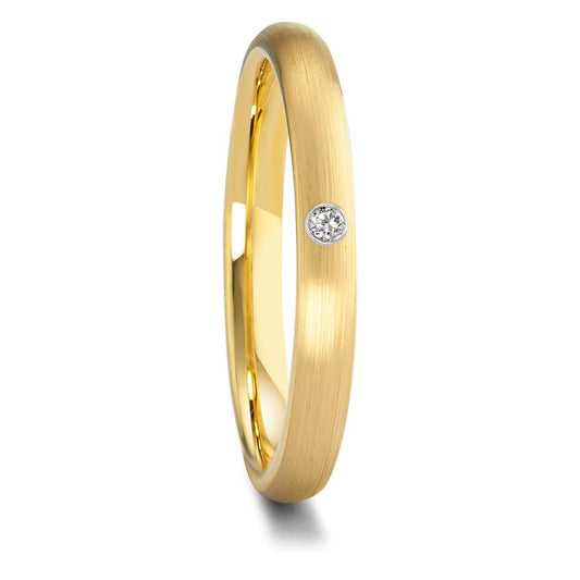 Wedding Ring Tungsten Zirconia Yellow IP coated