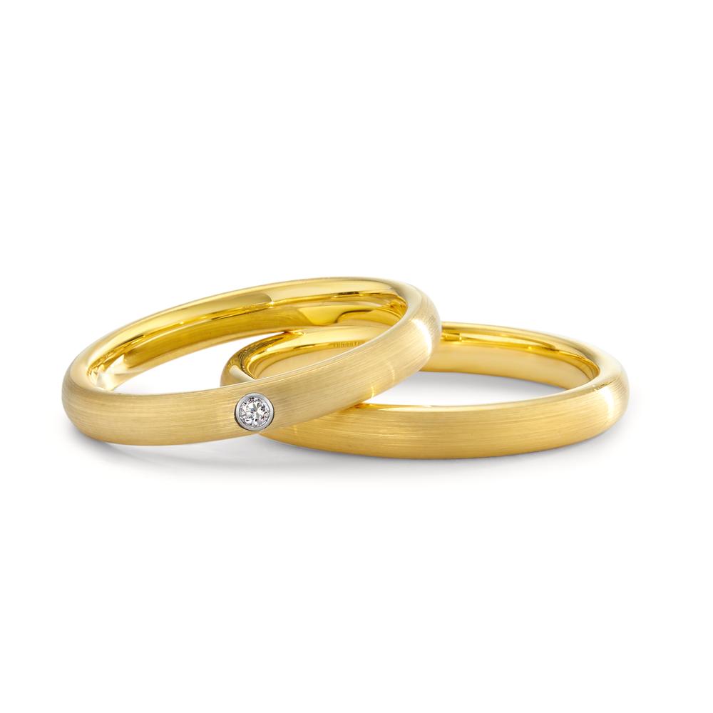 Wedding Ring Tungsten Zirconia Yellow IP coated